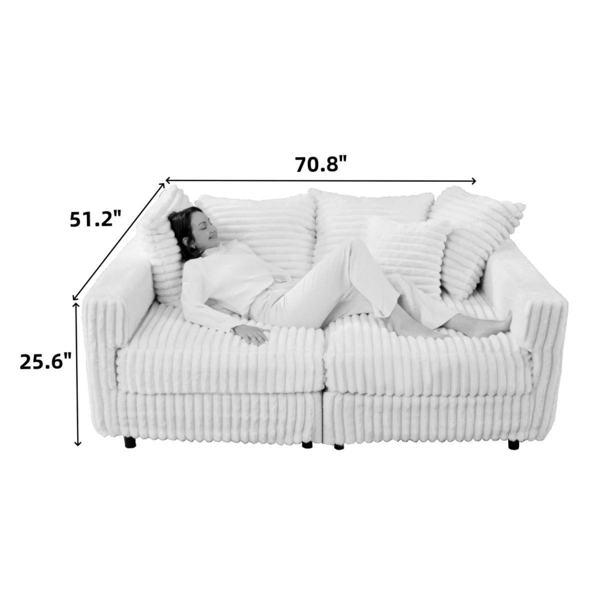 Modern Comfy Upholstered 4 Seat Sofa Cloud Couch,Deep Seat With Soft Pillows - Furniture Home Direct