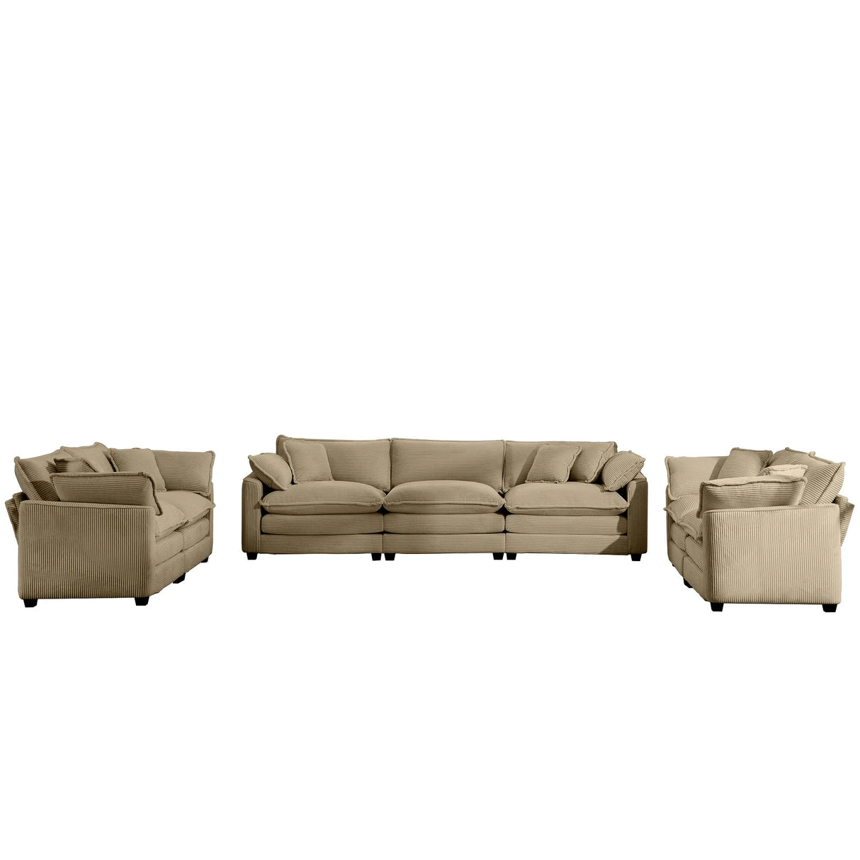 Modern Corduroy Sofa and Loveseat - Tan - Furniture Home Direct