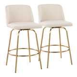 Toriano - Contemporary, Fixed Height Counter Stool With Swivel With Round Footrest (Set of 2) - Furniture Home Direct