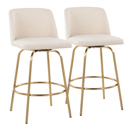 Toriano - Contemporary, Fixed Height Counter Stool With Swivel With Round Footrest (Set of 2) - Furniture Home Direct