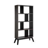 Mid-Century Modern 4 Tier Bookcase Bookshelf Display Storage - Distressed Gray - Furniture Home Direct