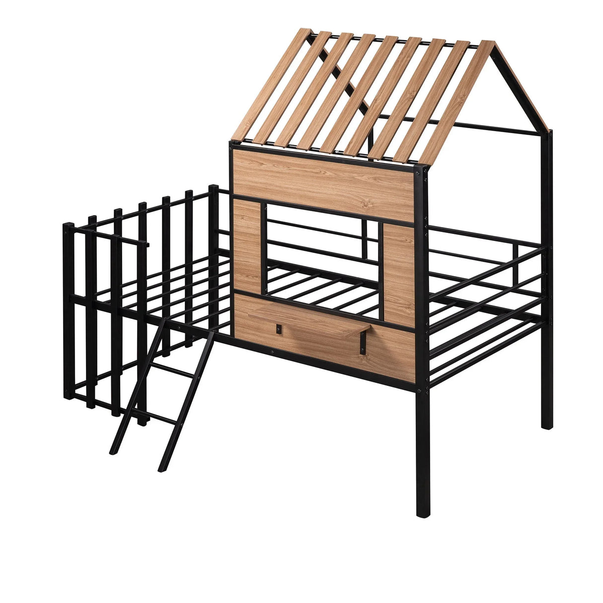 Loft Bed With Roof, Window, Guardrail, Ladder - Furniture Home Direct