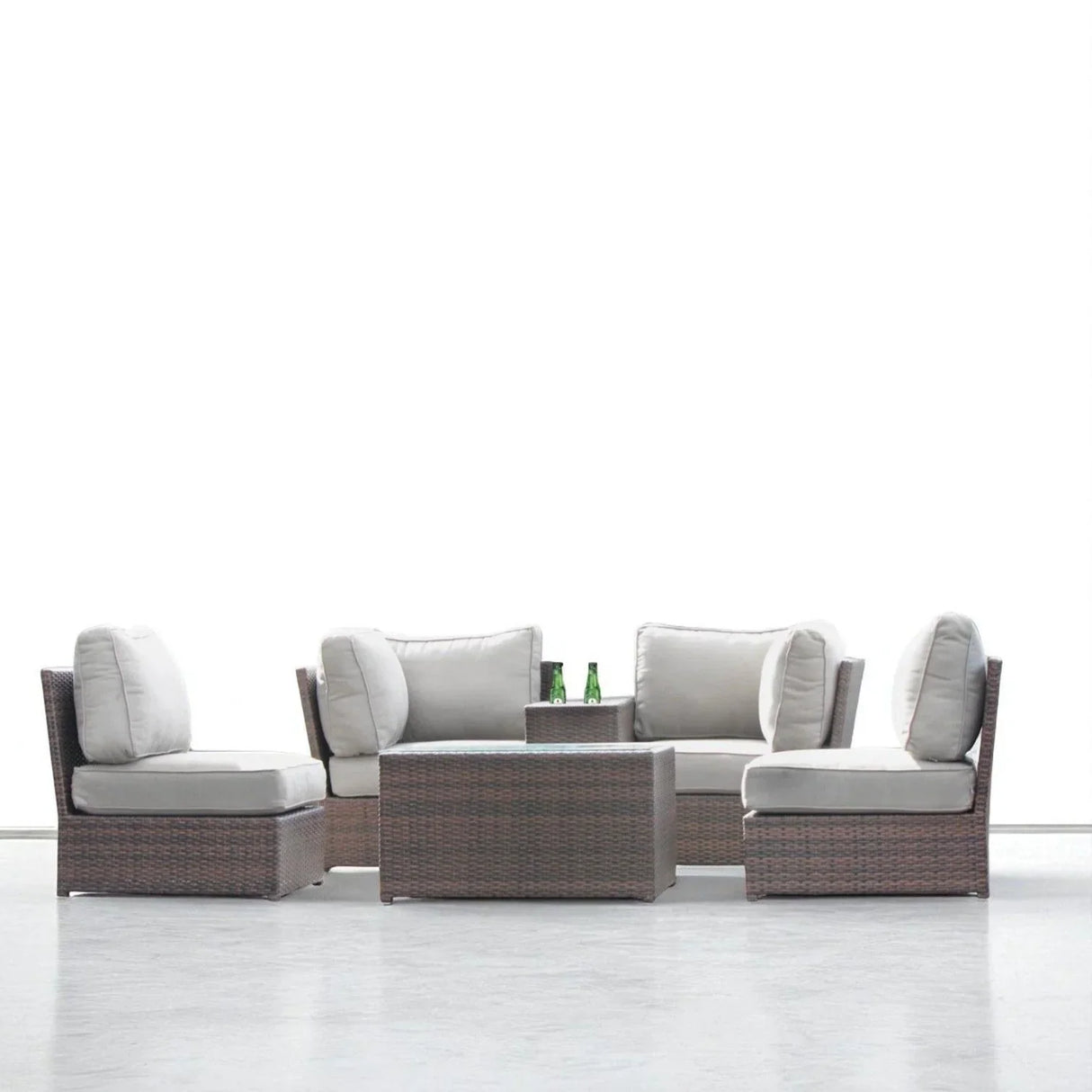 Comfortable Modern Patio Rattan Sectional Set With Cushions - Furniture Home Direct