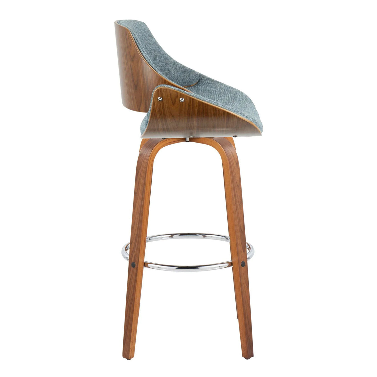 Fabrizzi - Mid Century Modern Fixed Height Barstool With Swivel With Round Footrest (Set of 2) - Furniture Home Direct