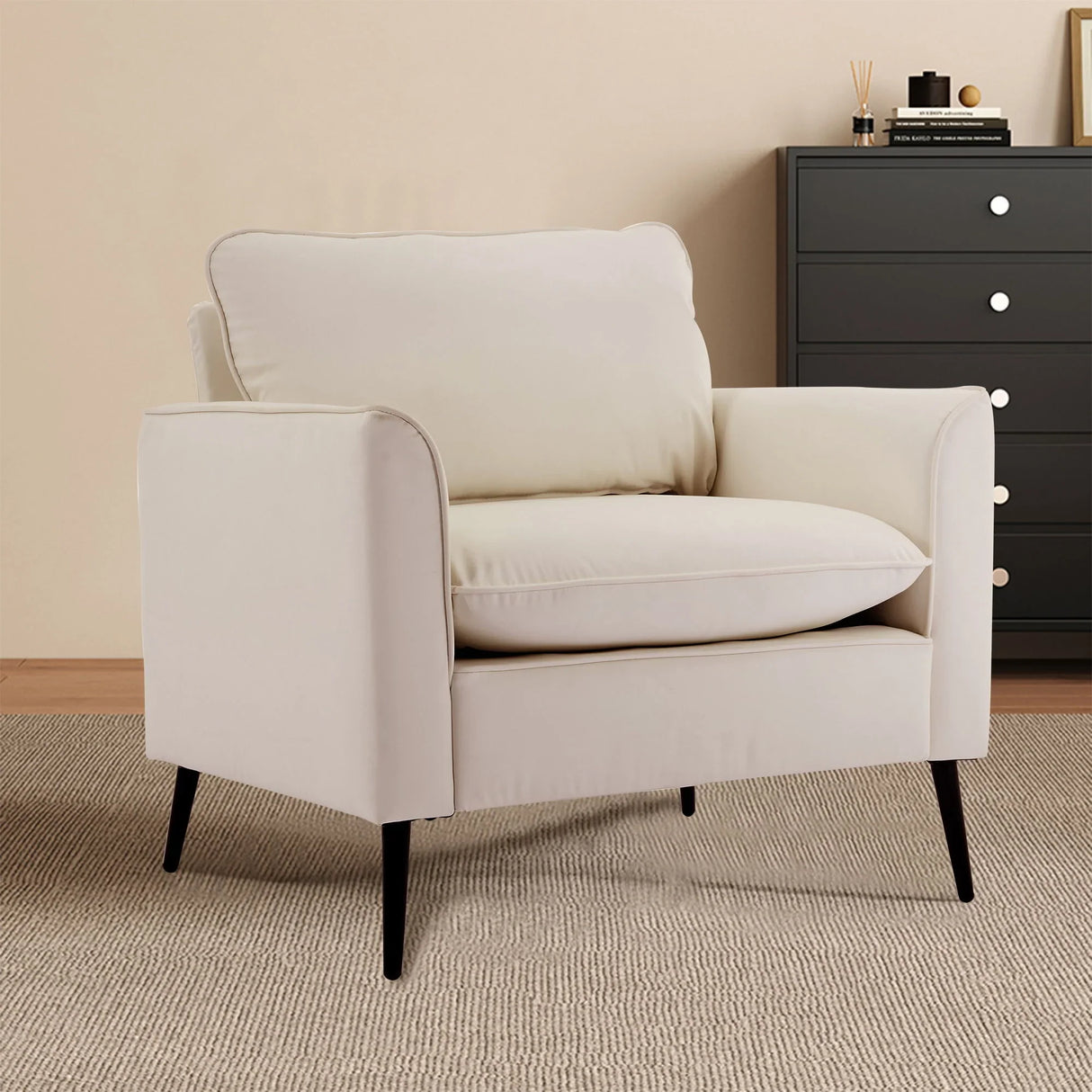 Nordic Retro Light Luxury Upholstered Sofa Chair - Furniture Home Direct