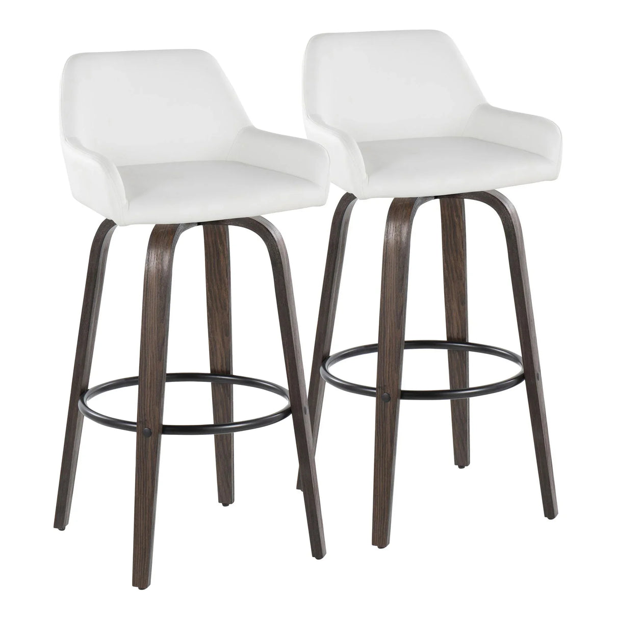 Daniella - Contemporary Fixed Height, Barstool With Swivel With Round Footrest (Set of 2) - Furniture Home Direct
