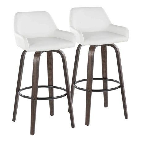 Daniella - Contemporary Fixed Height, Barstool With Swivel With Round Footrest (Set of 2) - Furniture Home Direct