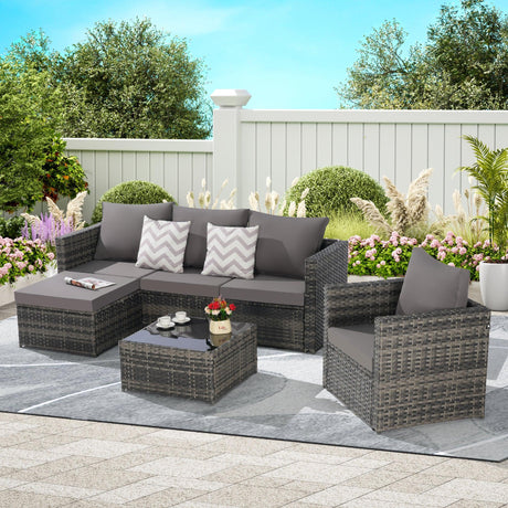 4 Piece Outdoor Sectional Set with Coffee Table - Furniture Home Direct