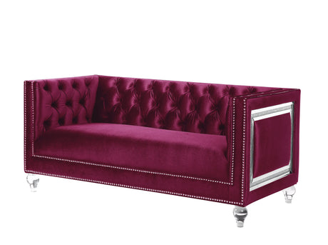 Heibero Loveseat - With 2 Pillows - Burgundy - Furniture Home Direct