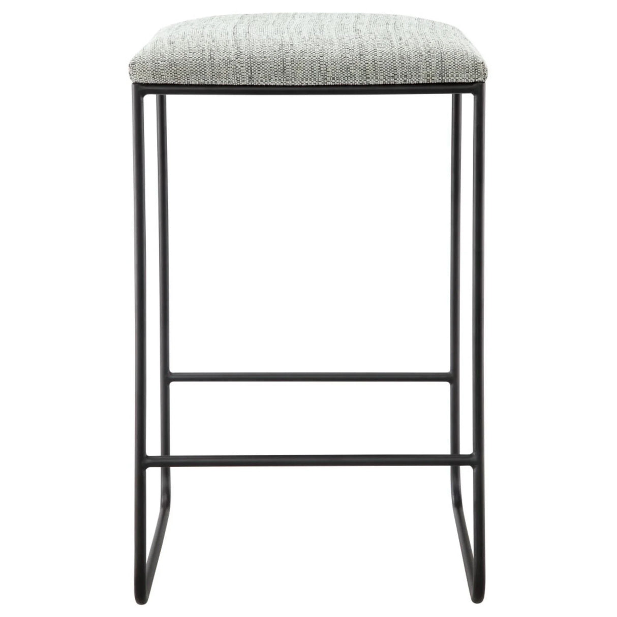 Counter Stool With Faux Linen Seat - Heathered Gray / Matte Black - Furniture Home Direct
