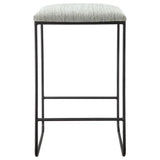 Counter Stool With Faux Linen Seat - Heathered Gray / Matte Black - Furniture Home Direct