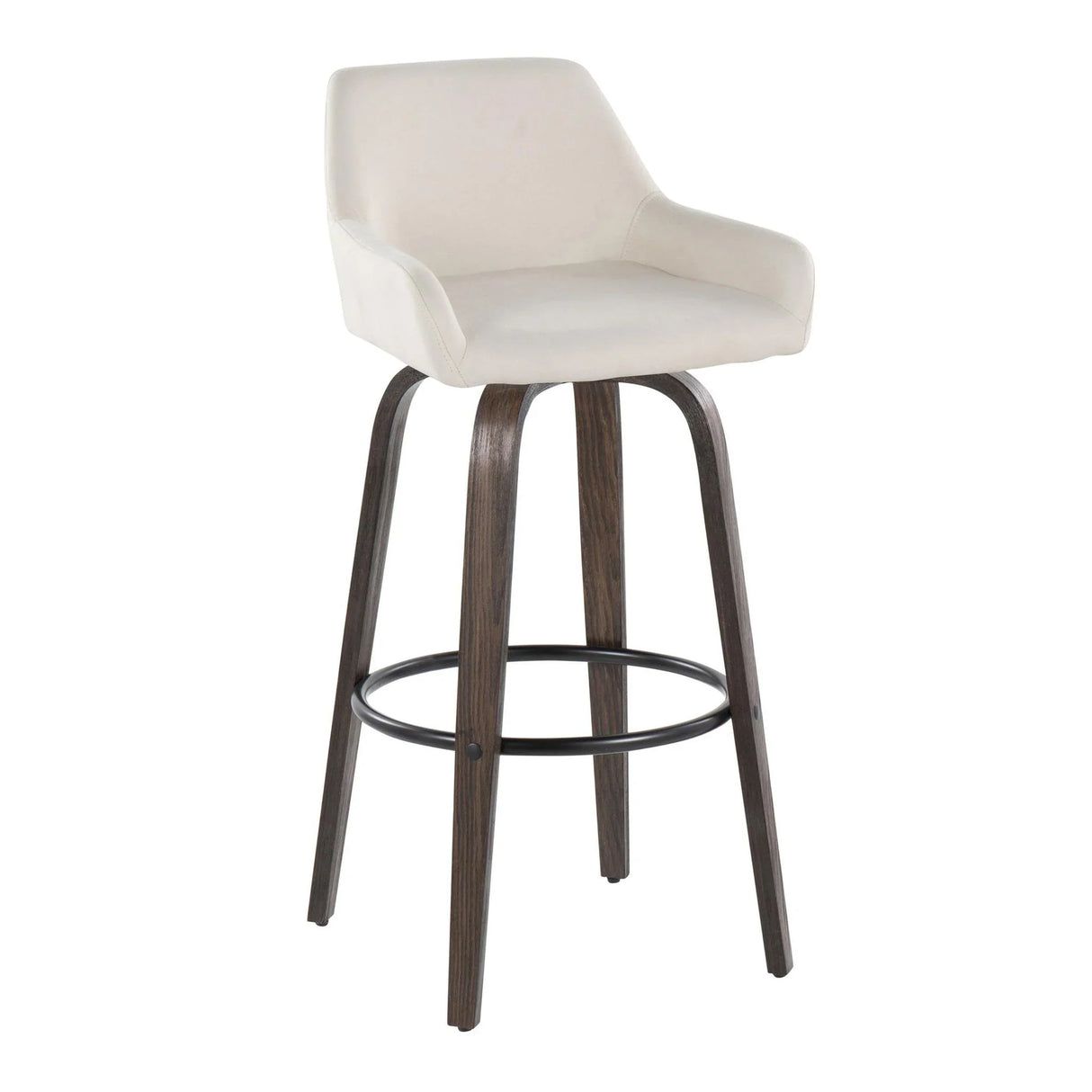 Daniella - Contemporary Fixed Height, Barstool With Swivel With Round Footrest (Set of 2) - Furniture Home Direct