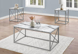 Table Set, Coffee, End, Side, Accent, Living Room, Marble Look Laminate, Contemporary & Modern (Set of 3) - Furniture Home Direct
