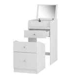 Vanity Desk With Mirror Small Compact Modern Style White - Furniture Home Direct