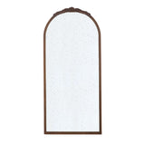 Hand Carved Rose Antique Mirror Frame, Large Arch Mirror Wall Decor For Living Room, Bathroom, Entryway - Brown - Furniture Home Direct