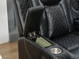 Sectional Sofa With Power Recline LED Lighting Black - Furniture Home Direct