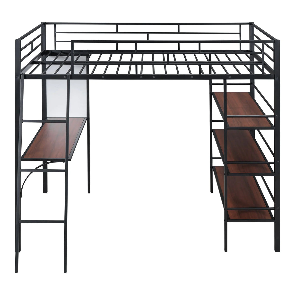Bed With 3 Layers Of Shelves And Desk, Stylish Frame Bed - Furniture Home Direct