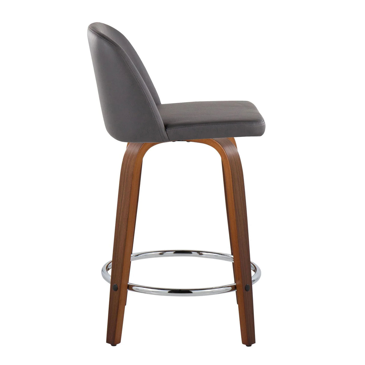 Toriano - Mid Century Modern Fixed Height Counter Stool With Swivel With Round Footrest (Set of 2) - Furniture Home Direct