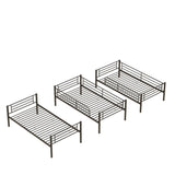 Twin Size Metal Triple Bunk Bed For Bedroom And Dormitory, Convertible Into 3 Separate Beds - Black - Furniture Home Direct