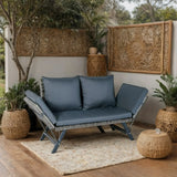 1 Pieces Patio Wicker Side Foldable Bench Patio Backyard Conversation Bench Gray Wicker - Dark Gray - Furniture Home Direct