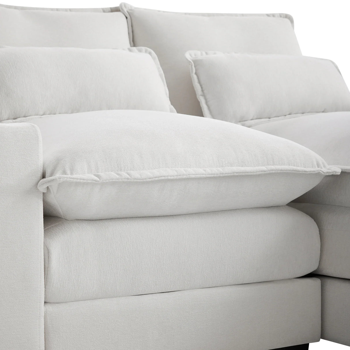 U Shaped Sectional Sofa With Console And Cupholders White - Furniture Home Direct