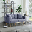 Easton - Linen Fabric Loveseat With USB Charging Ports Pockets And Pillows - Furniture Home Direct