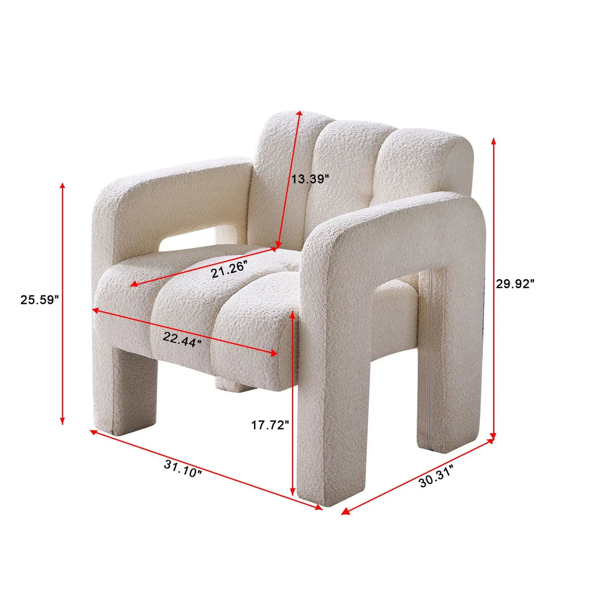 31.10" Boucle Upholstered Accent Chair - Furniture Home Direct