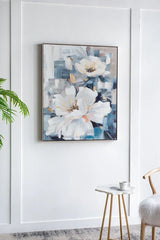 Large Rectangle Framed Wall Art Flower Canvas Print, Home Decor For Living Room Kitchen Foyer Office - Blue - Furniture Home Direct