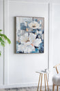 Large Rectangle Framed Wall Art Flower Canvas Print, Home Decor For Living Room Kitchen Foyer Office - Blue - Furniture Home Direct