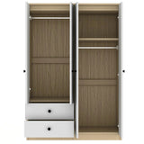 Wardrobe With Drawers And Hanging Rod Solid Wood White - Furniture Home Direct