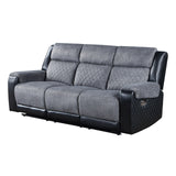 Reclining Sofa Two-Tone Upholstery Premium Gray and Black - Furniture Home Direct
