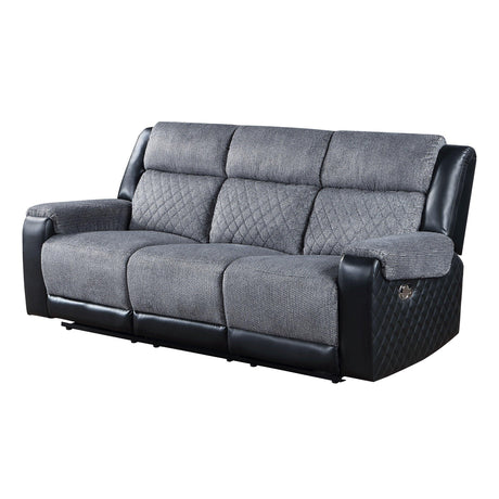 Reclining Sofa Two-Tone Upholstery Premium Gray and Black - Furniture Home Direct