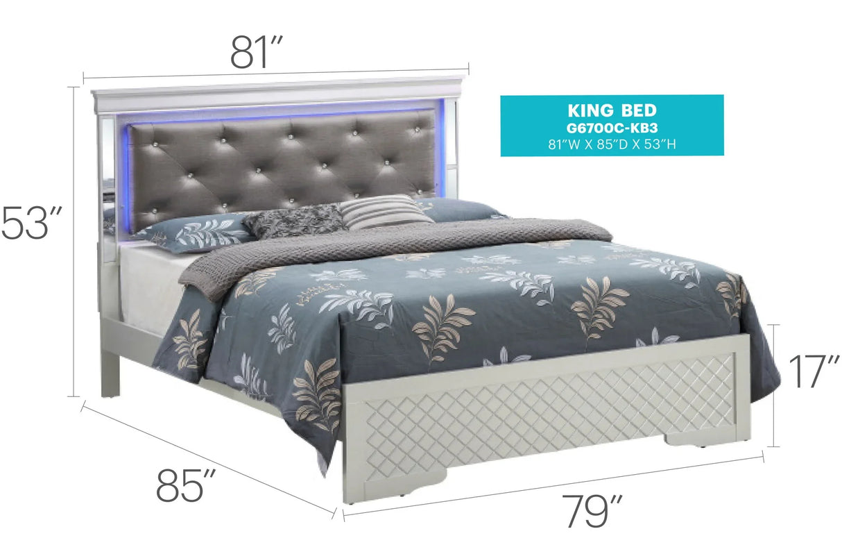 Bed With LED Light Accents Headboard - Furniture Home Direct