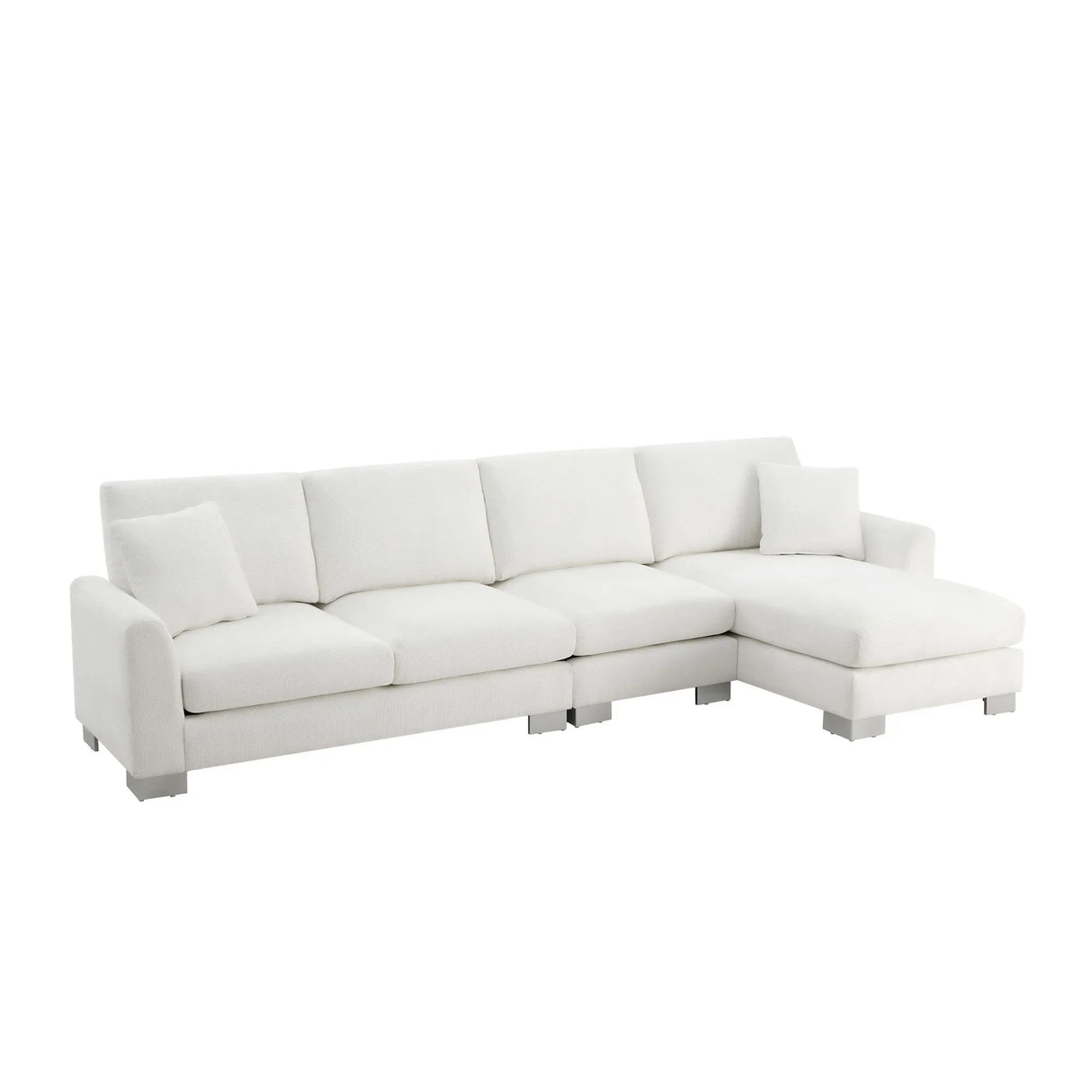 Modern Oversized Sectional Sofa, L-Shaped Luxury Couch Set With 2 Free Pillows, 5 Seat Chenille Indoor Furniture With Chaise For Living Room - Furniture Home Direct