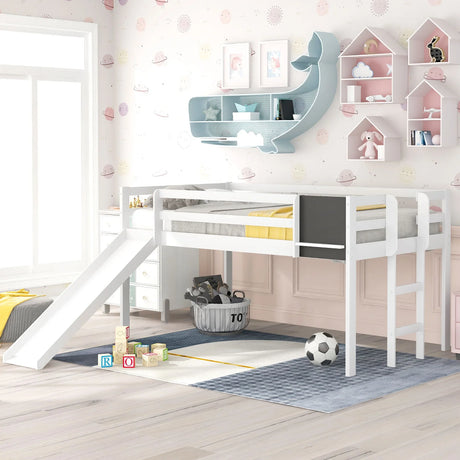 Loft Bed With Slide, Stair And Chalkboard - Furniture Home Direct
