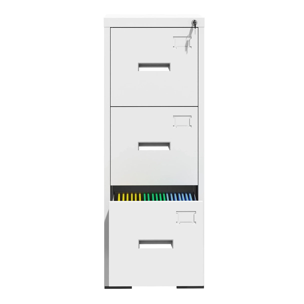 Modern Drawer Metal Vertical File Cabinet With Lock And Card Slot For Office - Furniture Home Direct