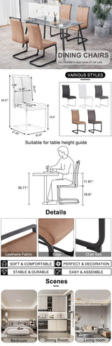Dining Chairs Set Of Two Modern Upholstered Fabric Brown - Furniture Home Direct