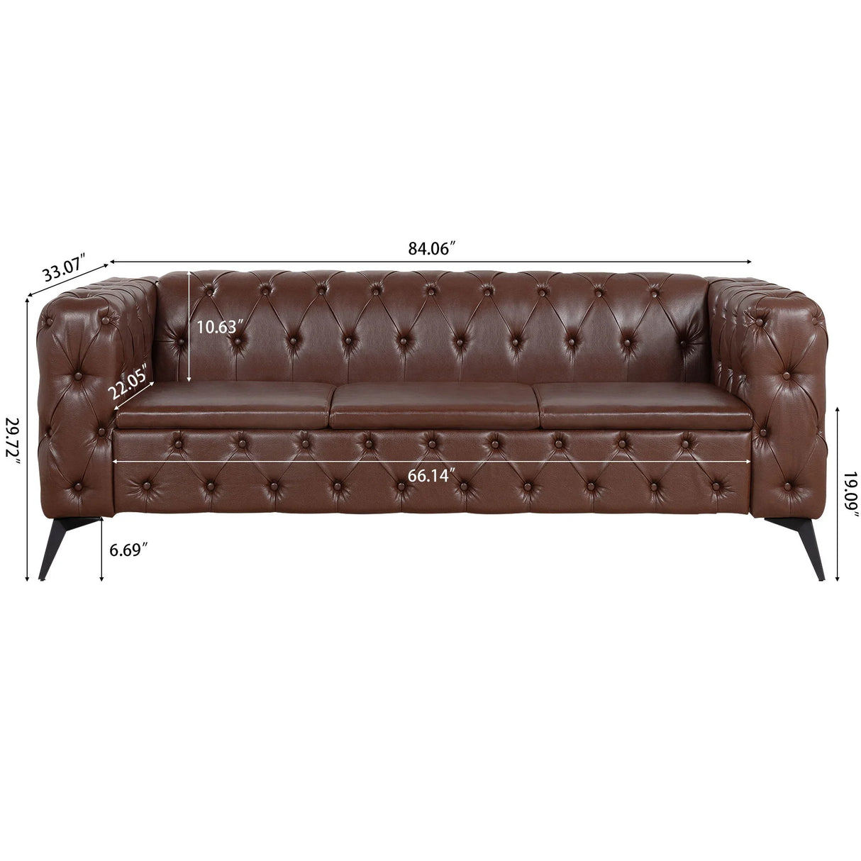 Square Arm Removable Cushion 3 Seater Sofa - Furniture Home Direct