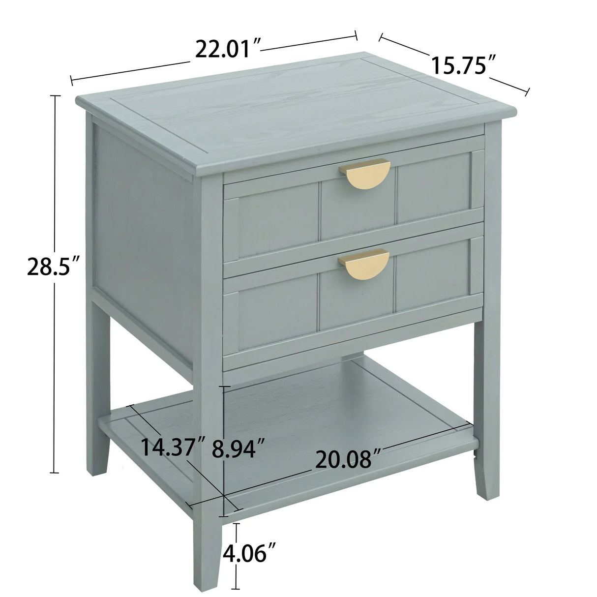 2 Drawer Side Table, American Style, End Table, Suitable For Bedroom, Living Room, Study - Furniture Home Direct