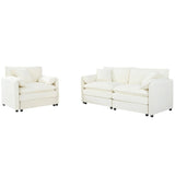 Modern Upholstered Chenille Loveseat And Armchair Set With Pillows - Furniture Home Direct
