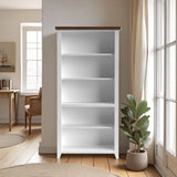 Hampton - High 5 Shelf Bookcase - Jasmine Whitewash / Barnwood - Furniture Home Direct