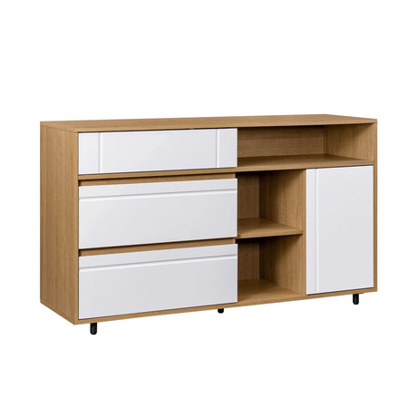 Contemporary Detailed Door Sideboard With Open Storage - Furniture Home Direct
