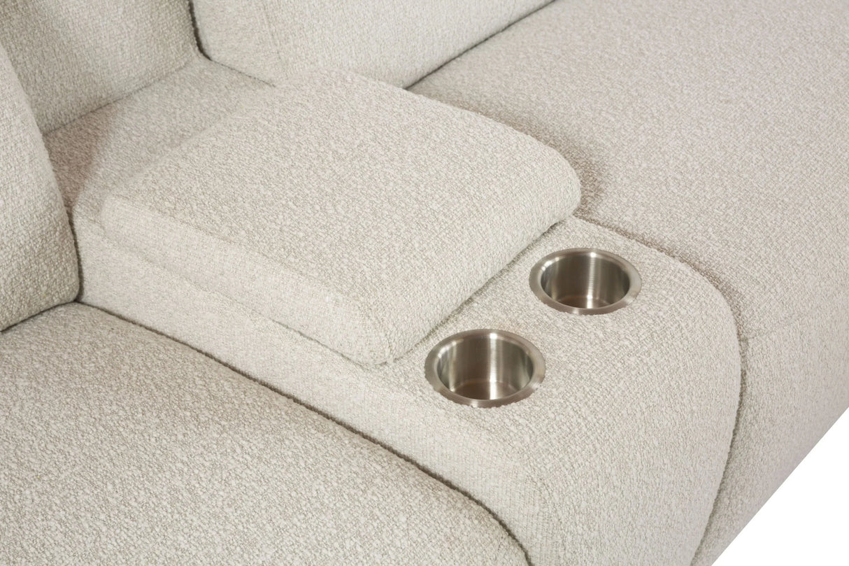 Sectional Sofa Boucle Power Reclining With Cupholder Beige - Furniture Home Direct