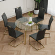 Dining Set Glass Table With Gold Frame Chairs Charcoal - Furniture Home Direct