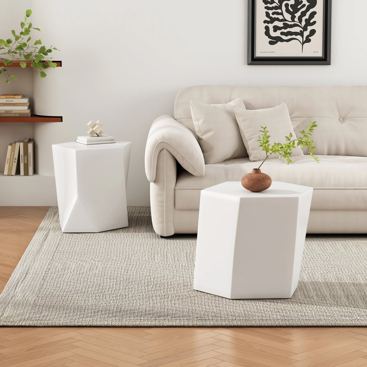 Coffee Tables Set Geometric Modern Minimalist White - Furniture Home Direct