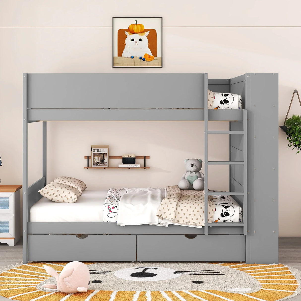 Bunk Bed With 2 Drawers And Multi Layer Cabinet - Furniture Home Direct