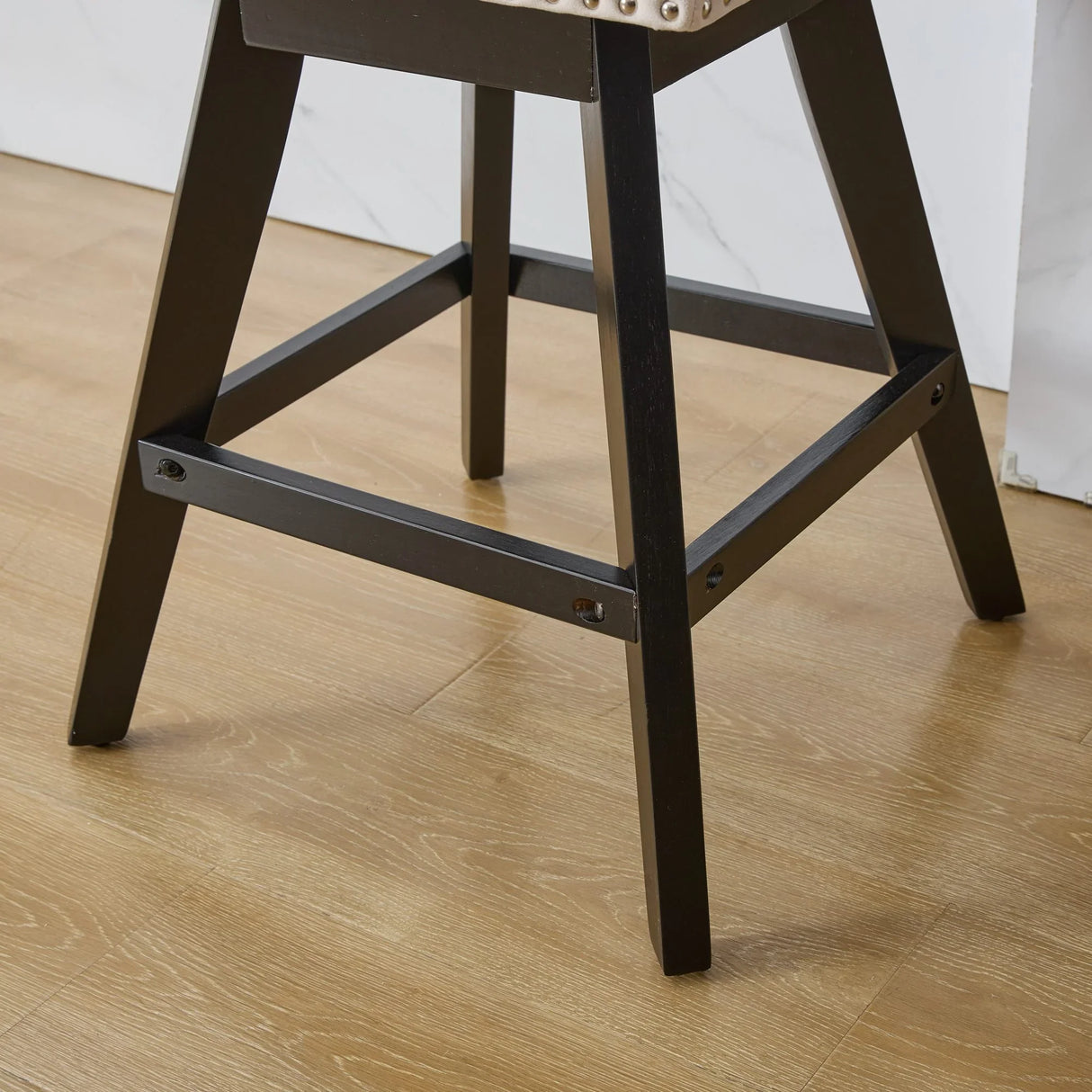 Bar Stools Counter Height Velvet Upholstered Set of 2 Beige - Furniture Home Direct
