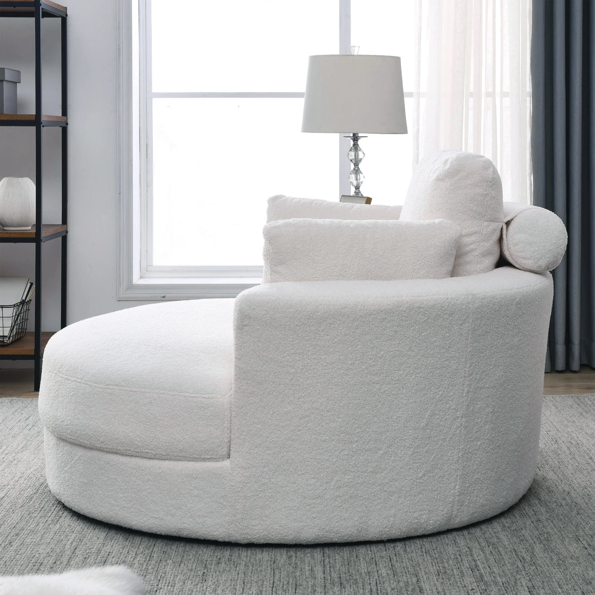 Linen Barrel Swivel Chair With Storage Ottoman - Furniture Home Direct