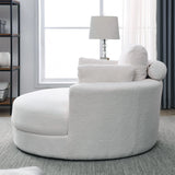 Linen Barrel Swivel Chair With Storage Ottoman - Furniture Home Direct