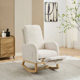 High Back Glider Rocking Chair With Retractable Footrest And Rubber Wood Legs - Furniture Home Direct
